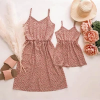 2022 mother and daughter dress clothes sleeveless floral family matching outfits mommy and me same sets mom daughter dresses