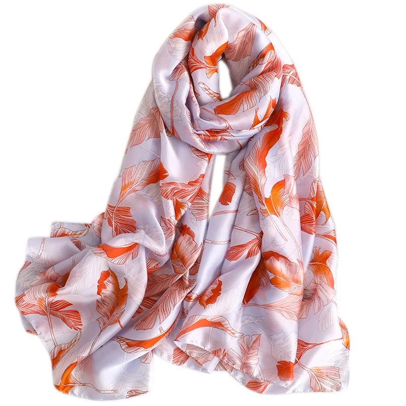

2020 fashion new autumn and winter warm women's printing silk scarf scarf head scarf wrapped women's Beach silk scarf popular se