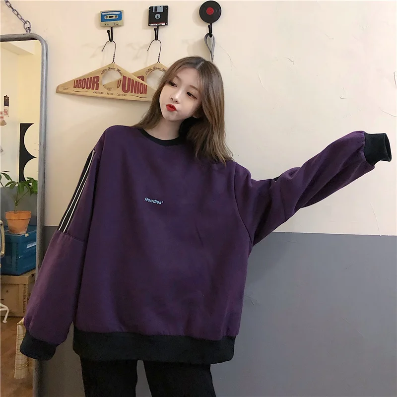 

Hoodies Womens Thick Plus Velvet Student Style Streetwear Harajuku Stylish Leisure Chic Trendy Popular Women Sweatshirt Kpop New