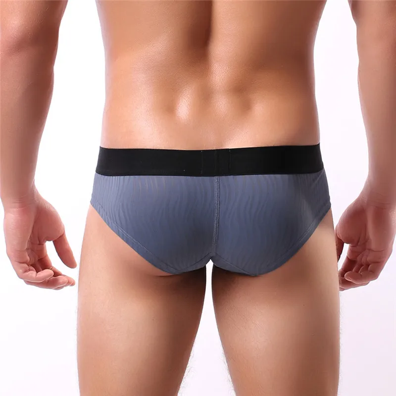 3PCS/Lot Mens Underwear Briefs Summer Ice Silk Sexy Underwear Men Briefs Transparent Low Waist Male Panties Underpants