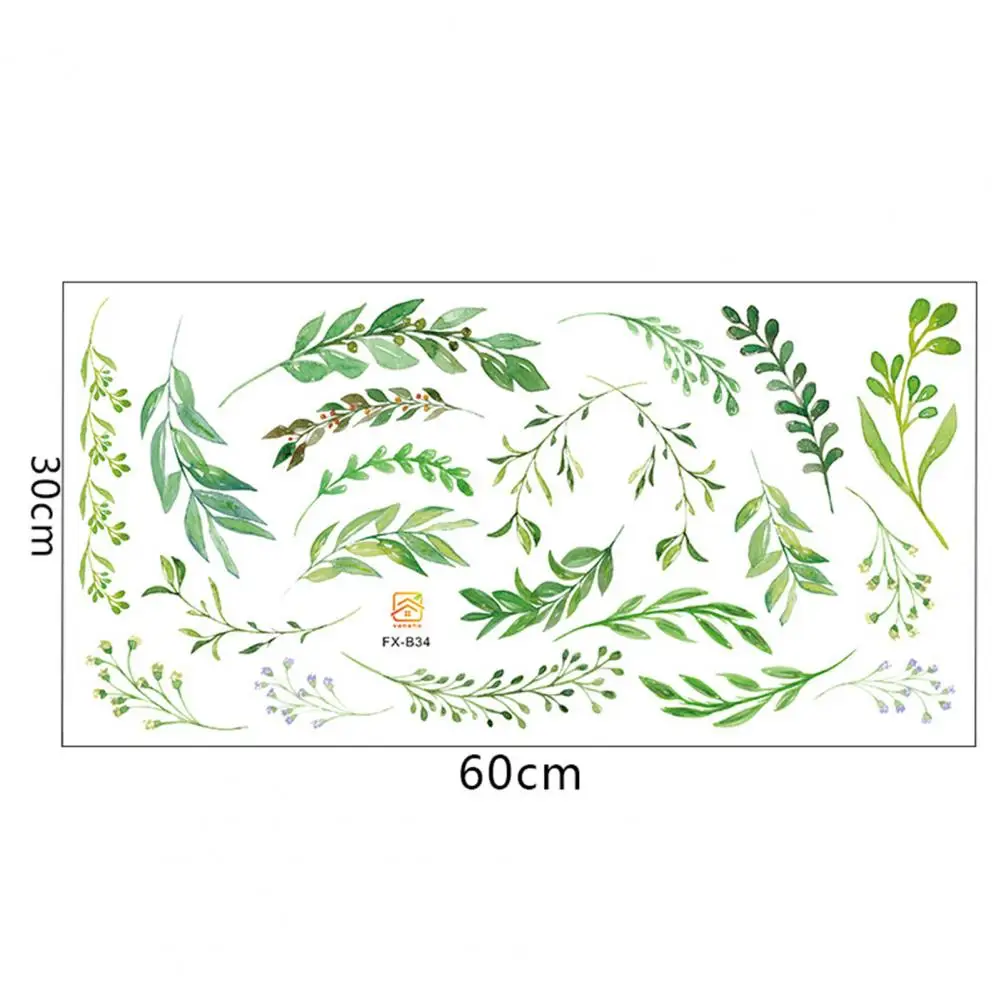 

HOT SALES !!! Fresh Pastoral Green Branches Leaves Wall Stickers Home Background Decals Decor