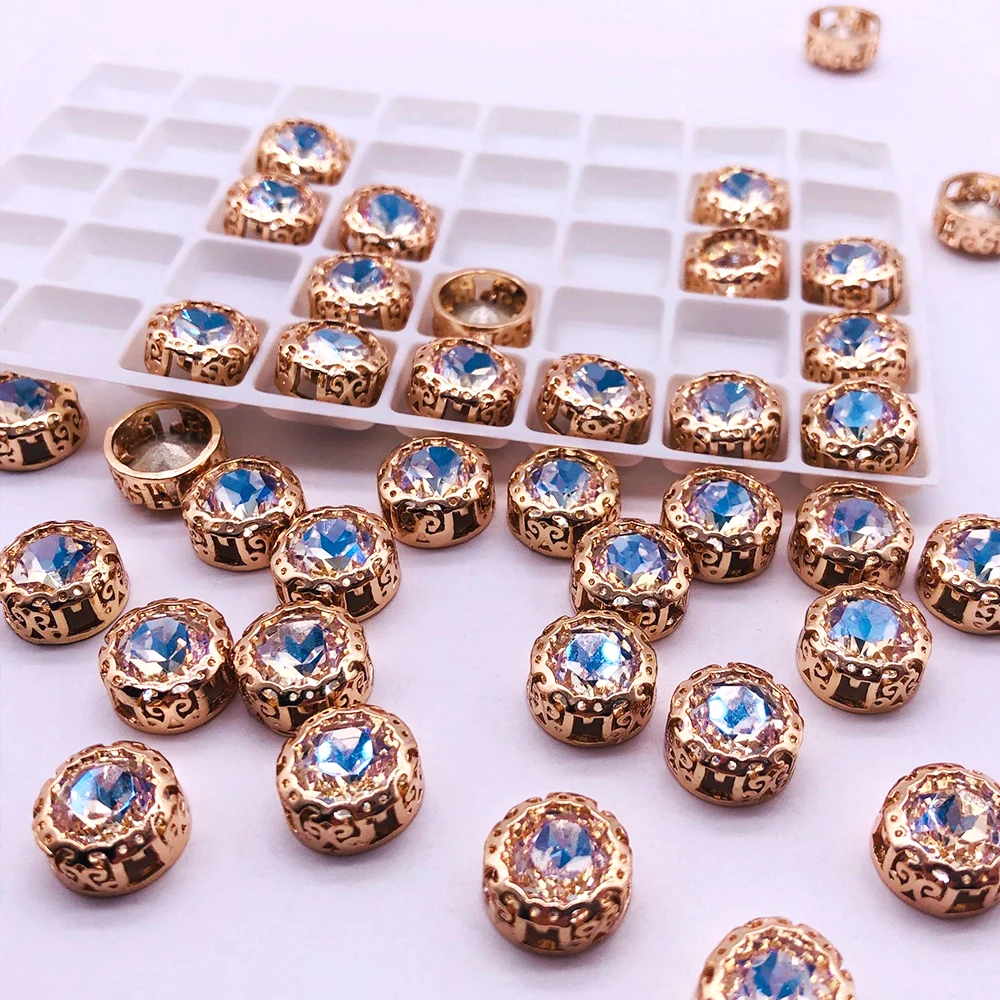 

Nest Claw Set blue gems Apparel Sewing Button Garment fabrics Golden Garment Button handmade needlework accessories decoration
