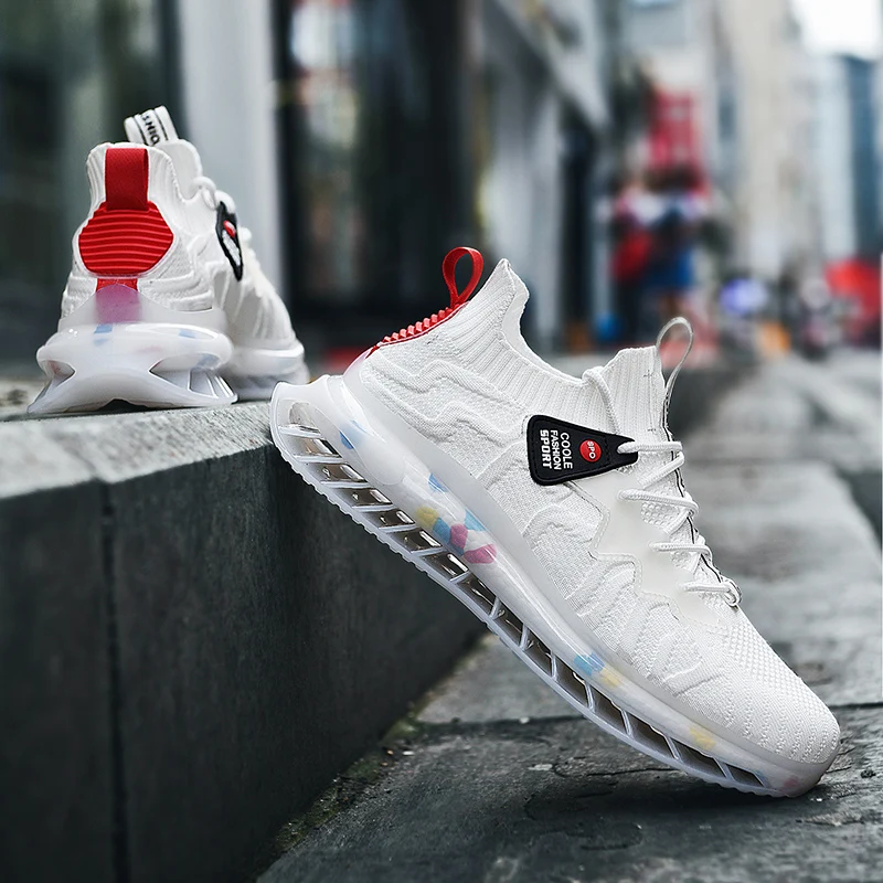 

Кроссовки амортизирующие для мужчин и женщин, эластичная ткань, сетчатый материал, красные, черные, амортизирующие, для бега, 2021