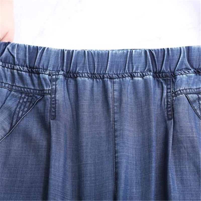 

Woman Spring Plus Size Casual Solid High Ankle-length 100% Tencel Pencil Pants Female Summer Oversized Thin Capris