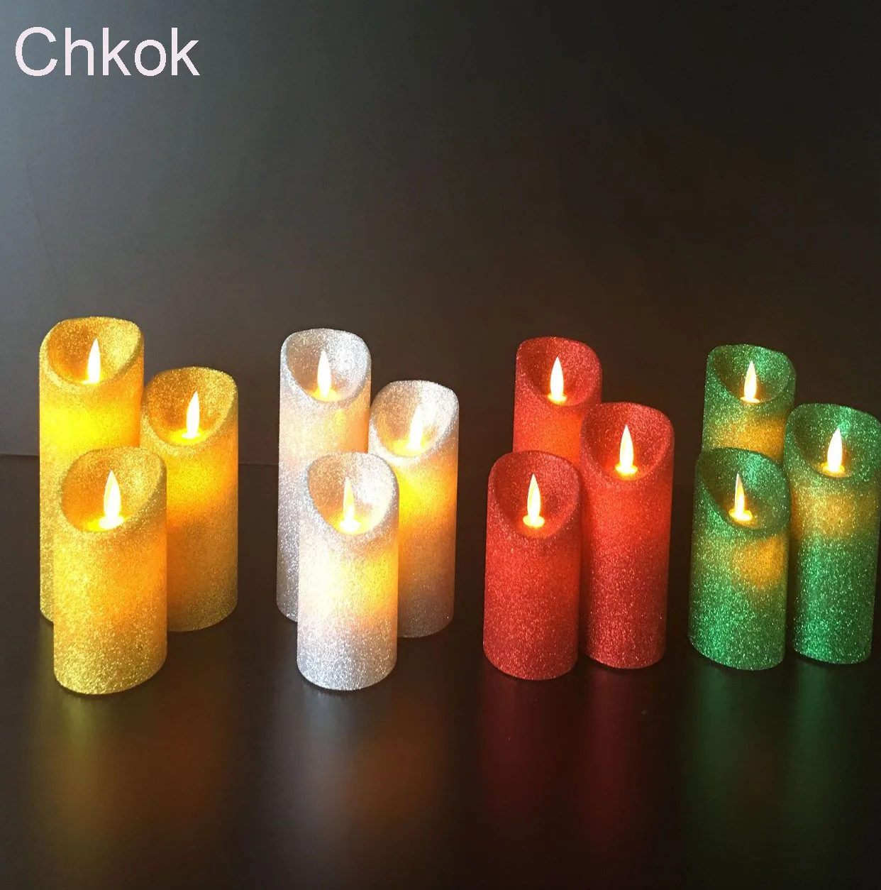 

Christmas glitter LED tea wax lamp smokeless environmental protection Easter flame night light party holiday decoration lights