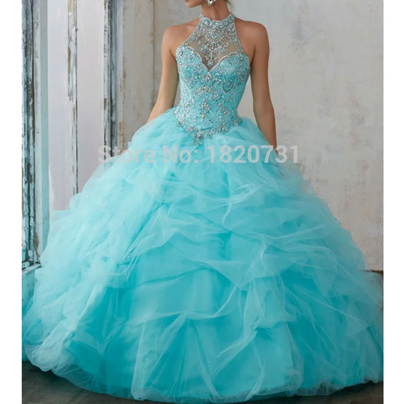 Женское бальное платье с лямкой на шее и стразами 16 лет 2020 | Свадьбы торжества