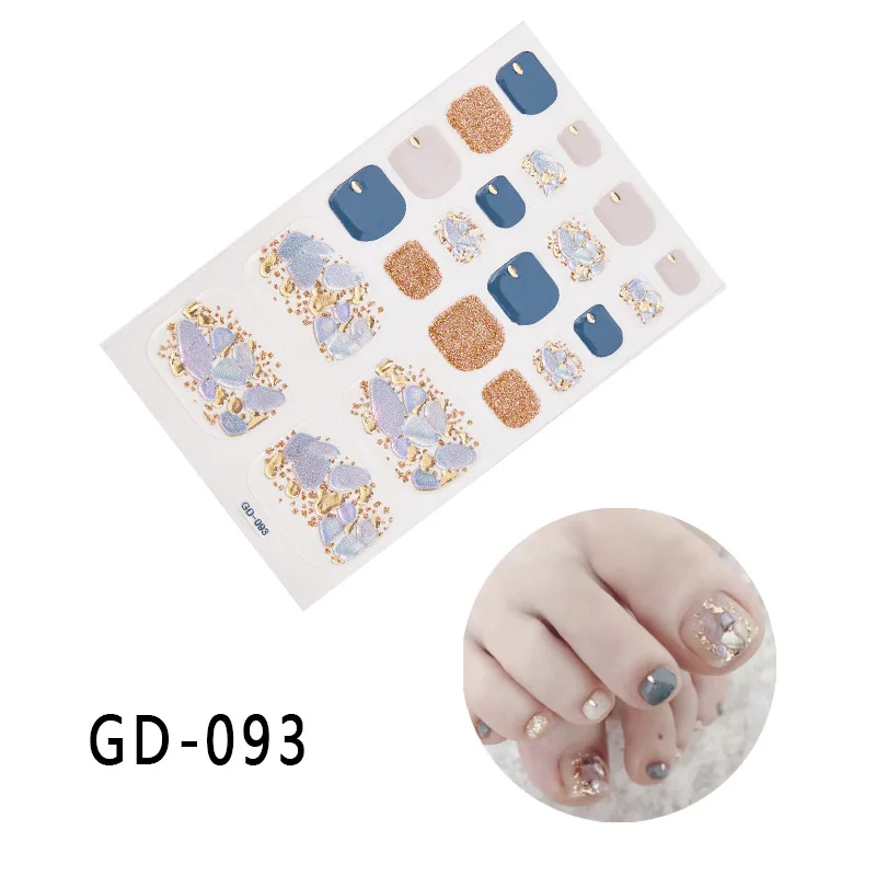 

22Tips/Sheet Toenail Art Wraps Summer Glitter Polish Foot Stickers Sparkle Glitter Adhesive Foils Toe Nails Manicure Drop Ship