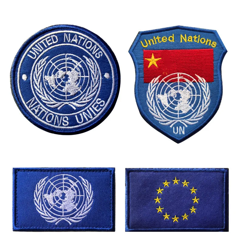 Un Badge Eu Embroidery Velcro Country Badge Outdoor Bag Sticker Cloth Sticker Armband Tough Guy With Clothes Epaulettes