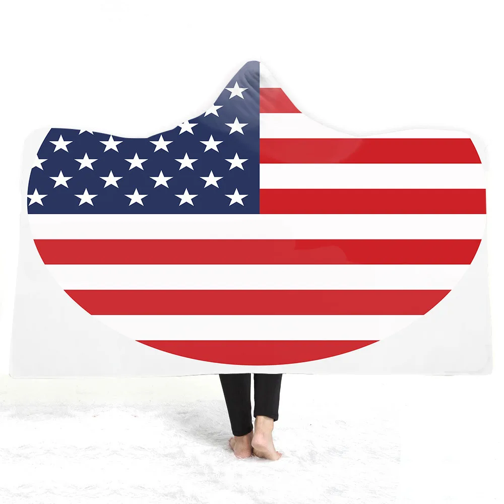 Бесплатная доставка Подарочная флисовая накидка с капюшоном и рисунком флага из