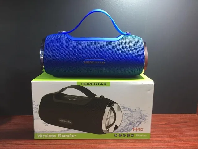 Blue HOPESTAR H40 портативный Bluetooth динамик беспроводной 3D стерео Саундбар водонепроницаемый открытый сабвуфер Mp3 плеер TF для зарядки TF USB - Цвет: Blue