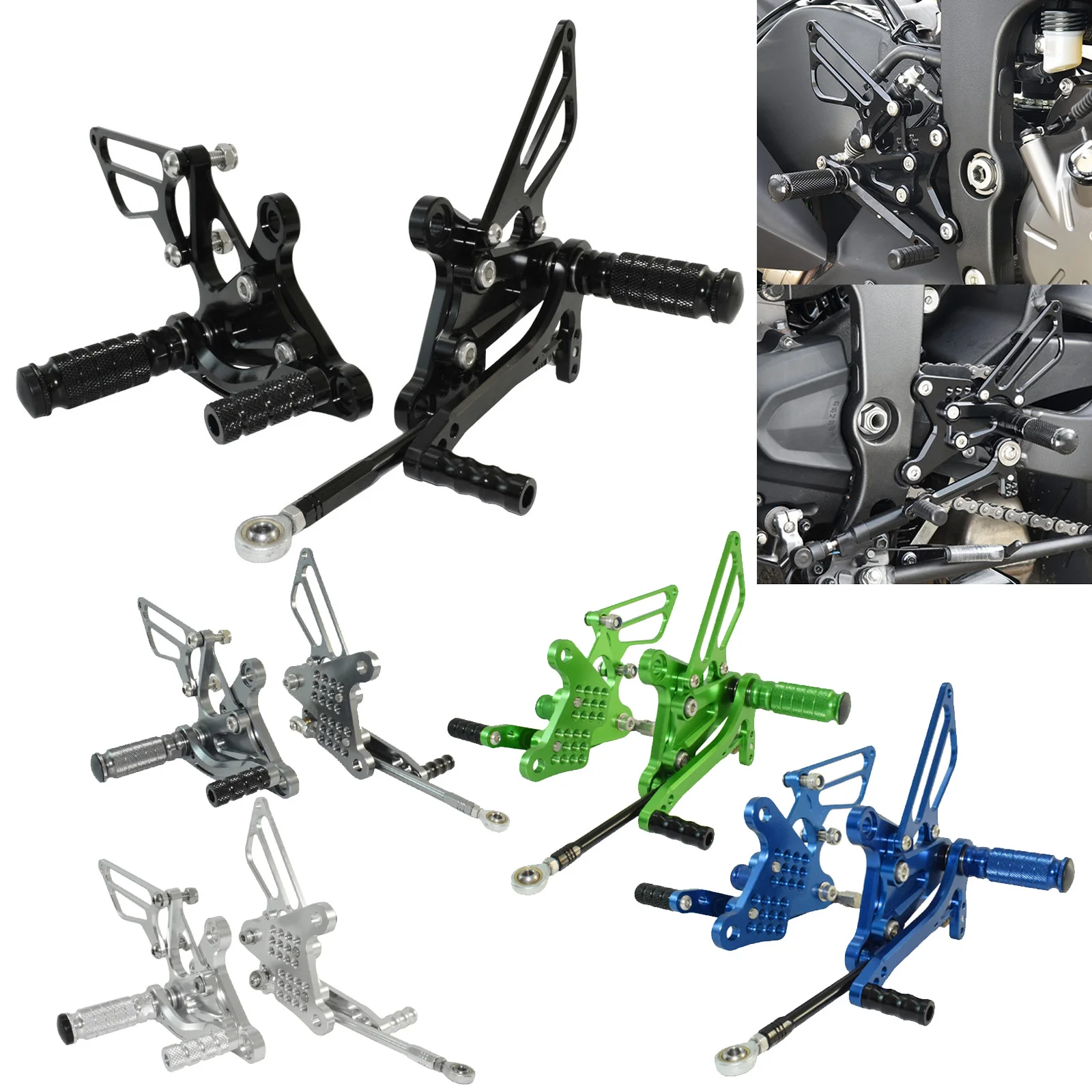 Регулируемые задние ножки для водителя педали KAWASAKI Ninja ZX-6R ZX 636 6R ZX636 ZX6R 2009-2012 2013-2018