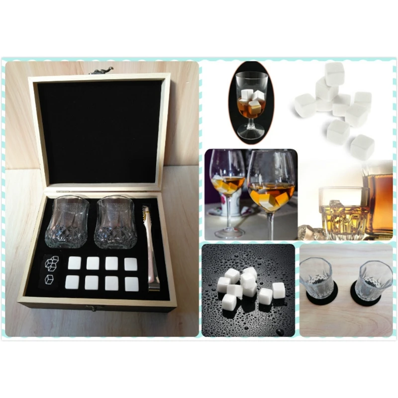 

C90D Whisky Stones Gift Sets Marble Reusable Cooling Stones Whisky Cooling Stones for Men for Whiskey Vodka Gin Wine and More