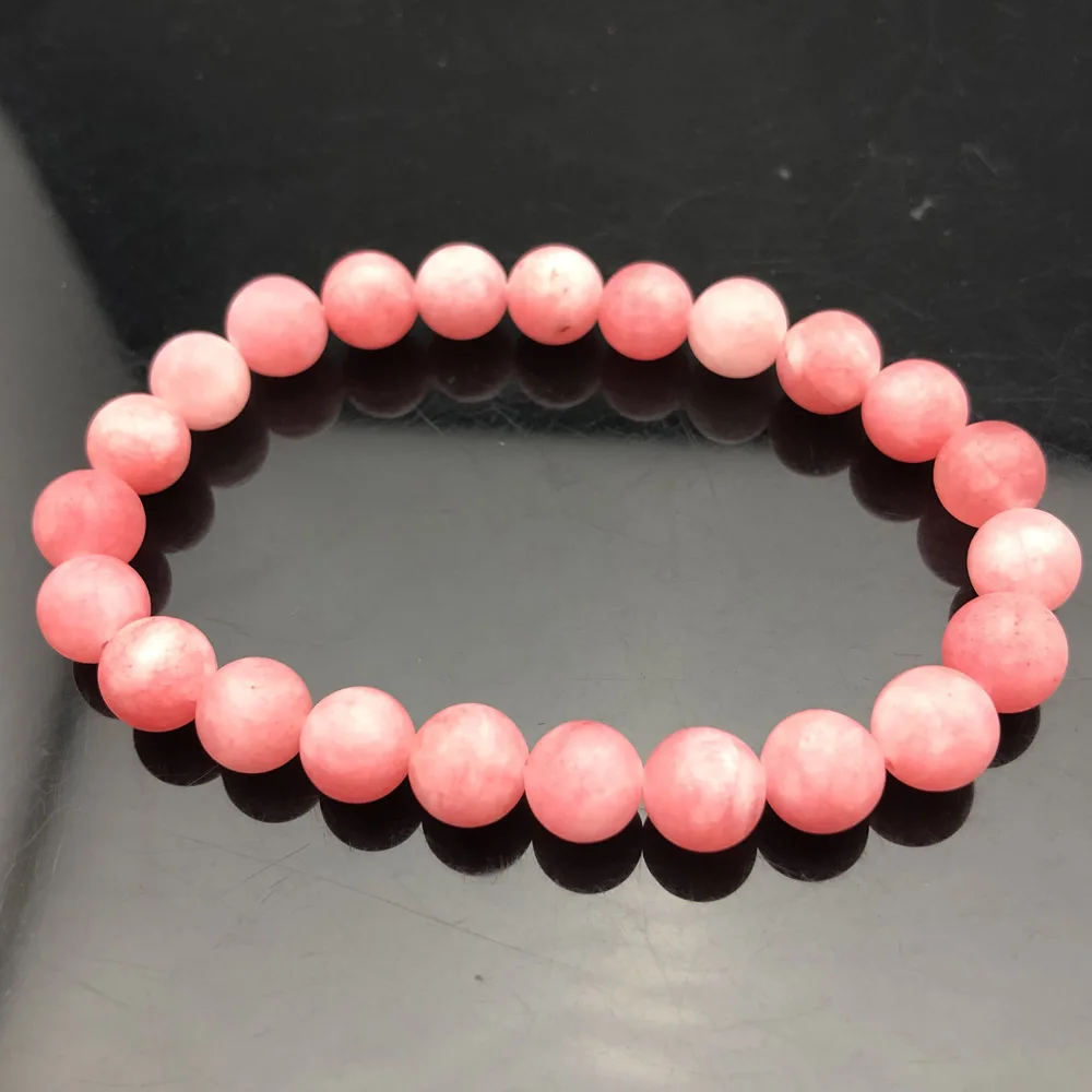 Rhodochrosite Натуральная чакра из бисера рок браслет для мужчин 8 мм натуральный камень Лава тигровый глаз матовый черный оникс бусины из лечебных камней очарование Йога женские ювелирные изделия - Окраска металла: Rhodochrosite