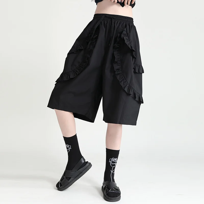

Dark Fungus Knead Pleated Five-minute Shorts Women's Summer 2021 Design Feel Loose High Waist Casual Pants