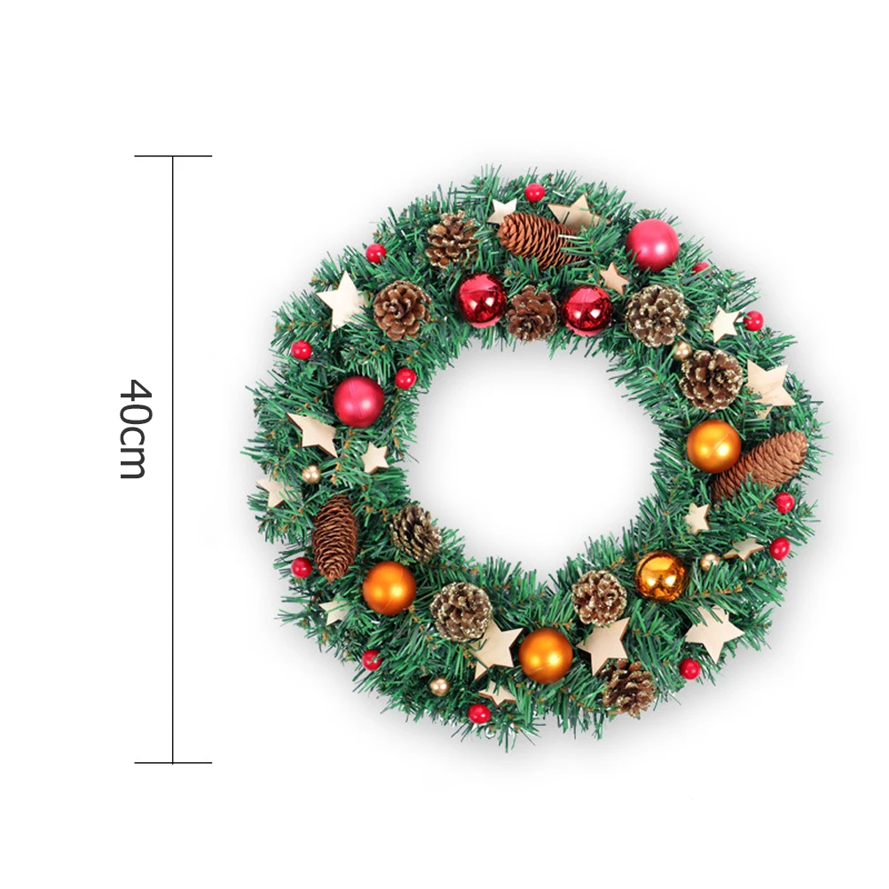 Рождественский венок искусственные сосновые шишки ягоды двери висячие