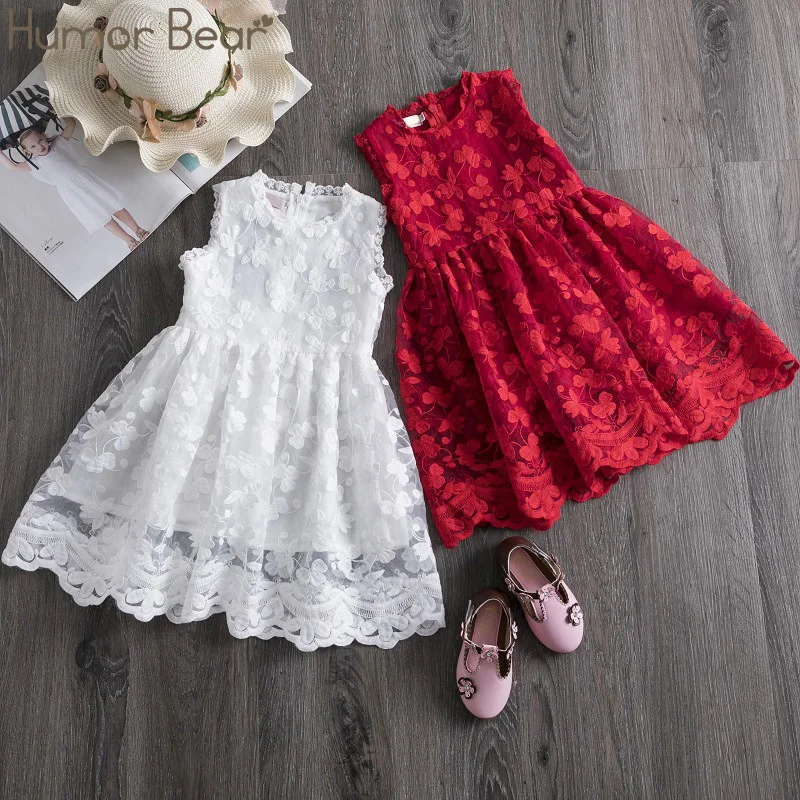 Humor Bear 2022 Summer Girls Dress Children Dresses For Mesh Lace Embroidery Princess Baby Kids Clothes | Детская одежда и обувь