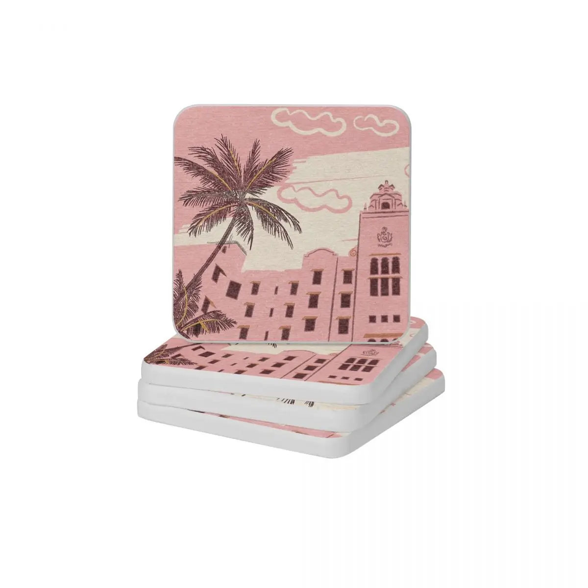 

Винтажные Гавайские каникулы Diatomaceous Earth Square Round Coaster Быстросохнущий Коврик для мыла и зубной щетки, 10 х10 см