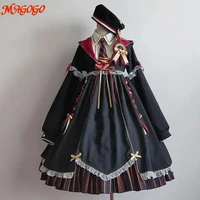 magogo lolita dress for girl vintage gothic dress magic girl costume op dress with hat tie badge halloween