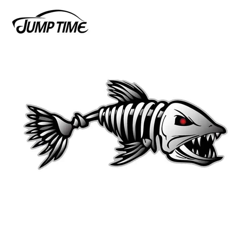 JumpTime 13 см x 6 2 Виниловая наклейка с изображением скелета рыбы автомобиля