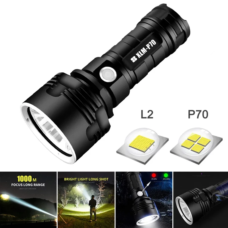 Супер яркий светодиодный фонарь L2 XHP70.2 тактический USB Перезаряжаемый 3 модели