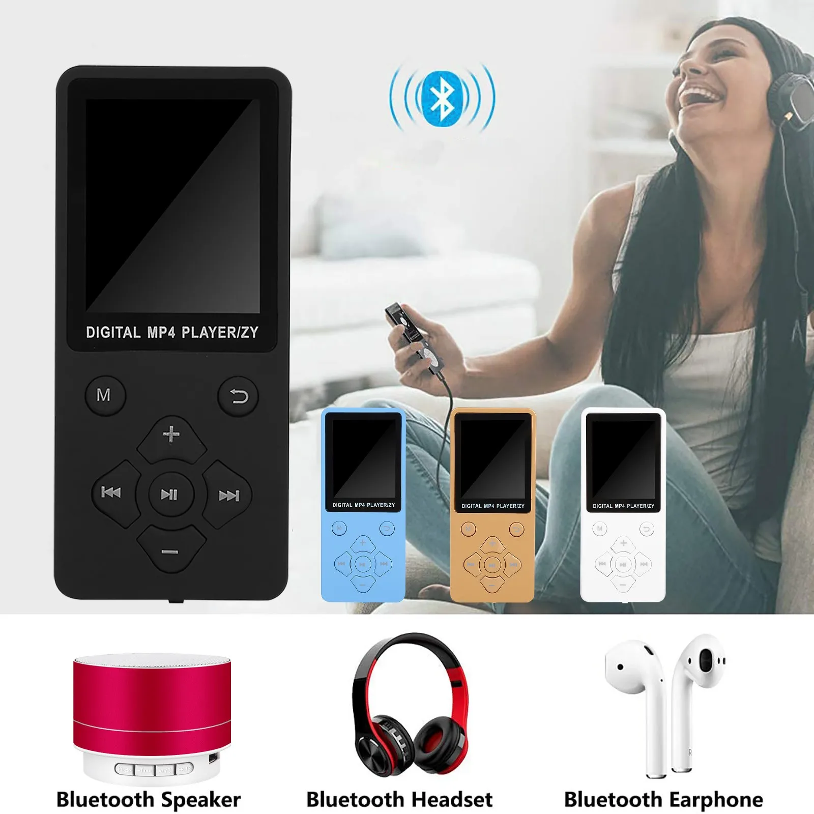 Портативный Bluetooth Mp3 Mp4 плеер Fm-радио электронный фотоальбом просмотр Jpeg фото