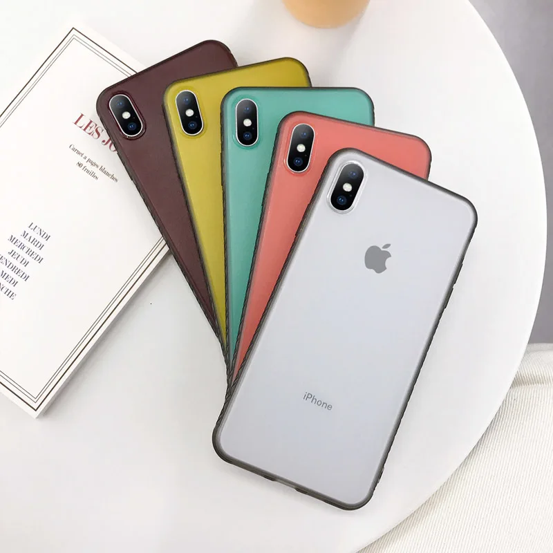 Солидные матовые чехлы для телефонов Candy Color для iPhone X XS XR Xs Max Hard PC Ultrathin Back Cover 7 8 Plus Coque on.