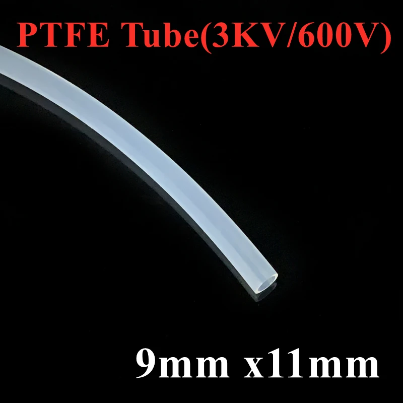 

PTFE Tube ID 9mm x 11mm OD F46 Insulated Capillary Heat Protect Transmit Hose Rigid Pipe Temperature Corrosion Resistance 600V