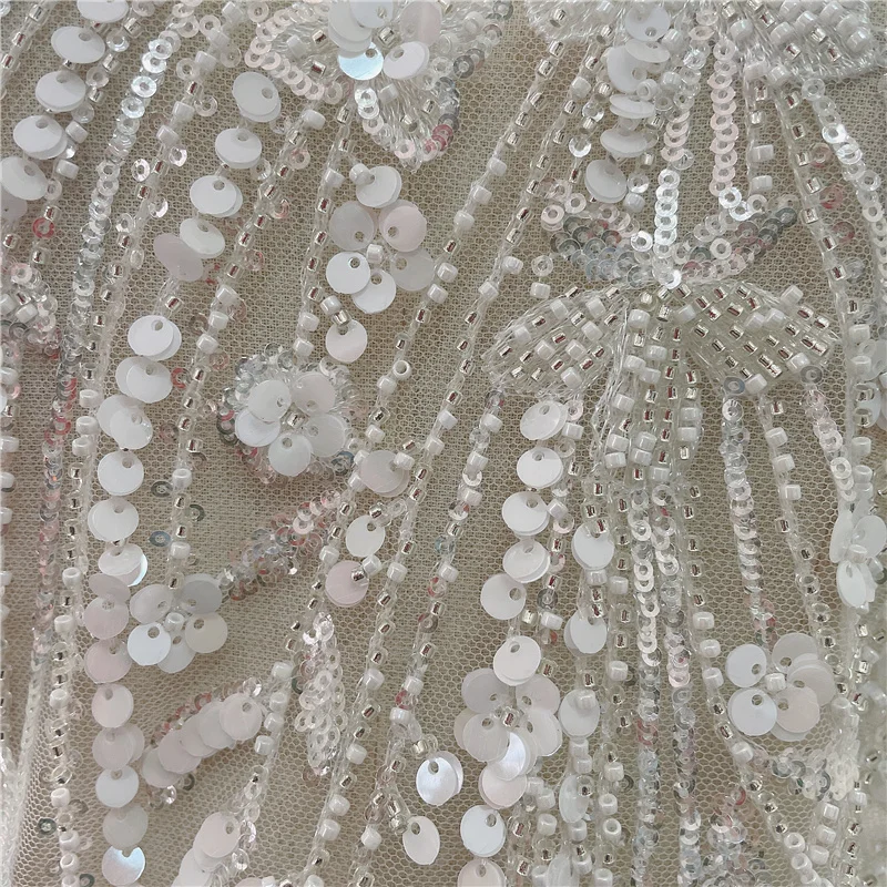 2021 New White Super Luxury Wedding Dress Gown Lace Fabric Heavy Bead Embroidery Mesh | Дом и сад