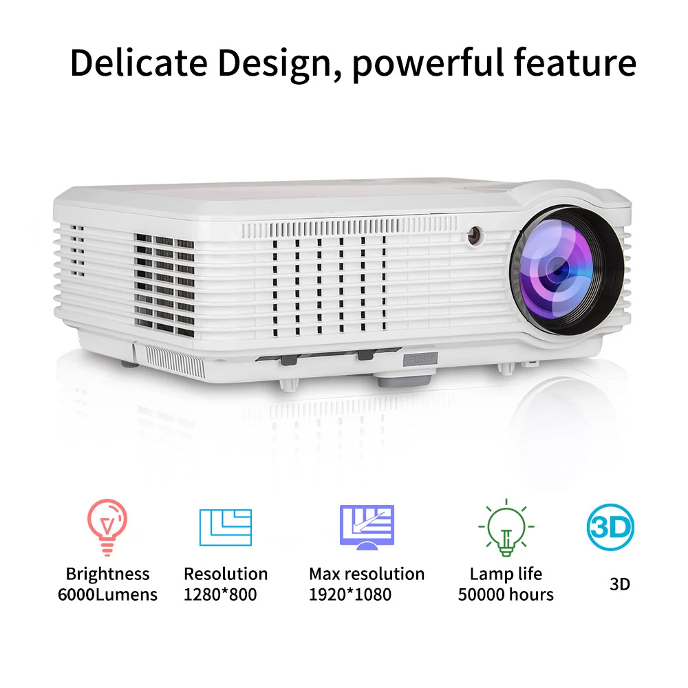 Caiwei A7W проекторы для домашнего кинотеатра 6000 люмен 180 Вт Led Поддержка HD