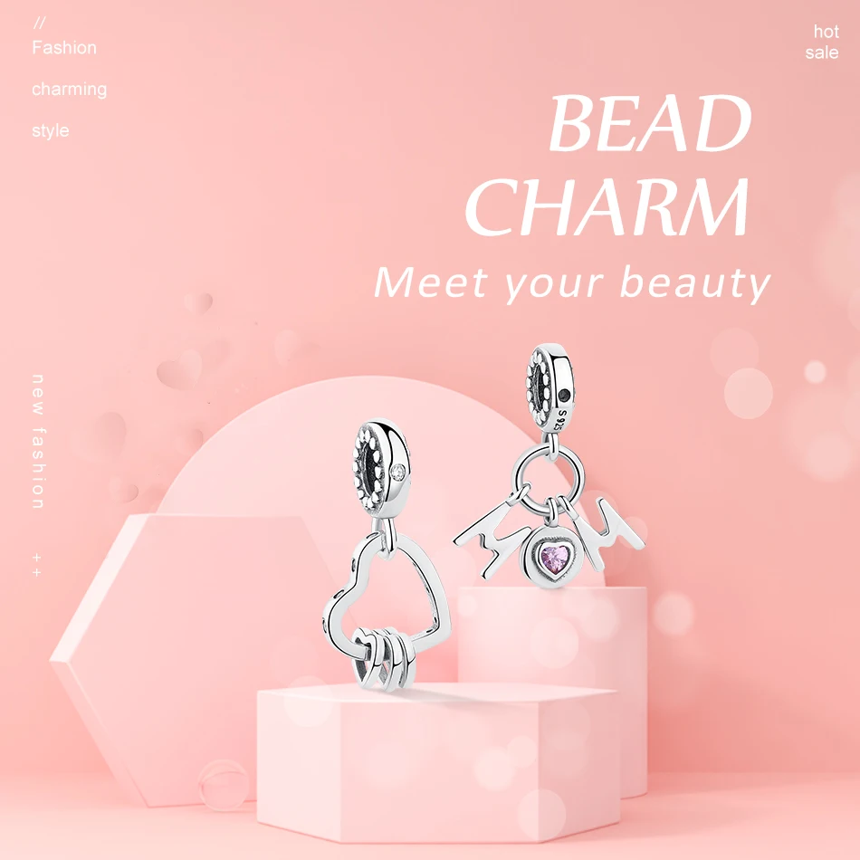 ELESHE чистый 925 стерлингового серебра с рисунком сердца Серьги Подвески подходят