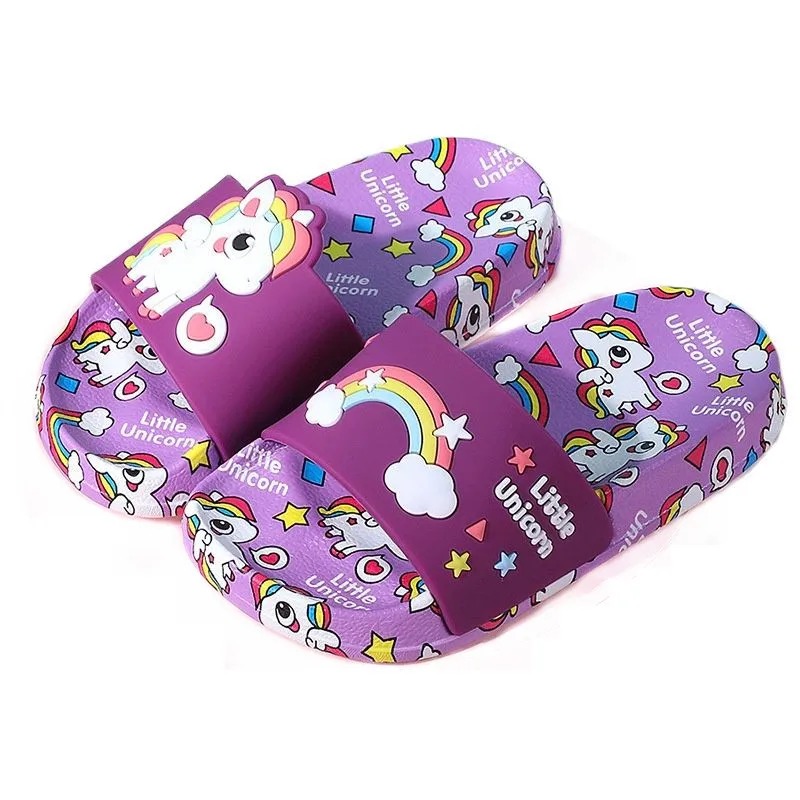 Suihyung/Новинка 2021 года Детские тапочки с радужным единорогом Милые динозавром из