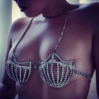 new sea shell bra top woman crystal lingerie chain apparel stripper outfit dancewear exotic lingerie wholesale pendant necklace