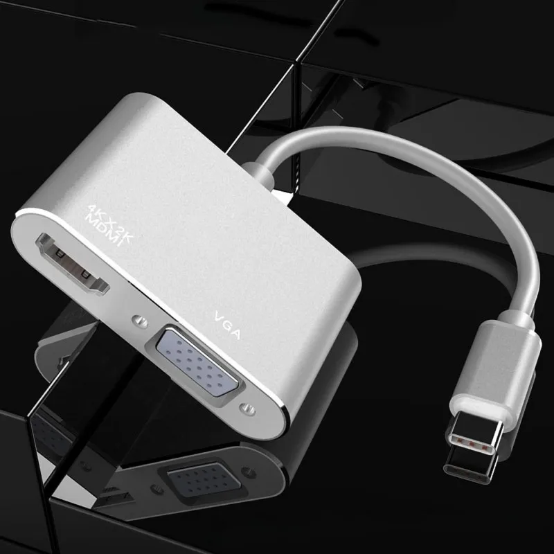 Универсальный адаптер Type-C-HDMI 4K VGA USB видеоадаптер шнур совместимый с