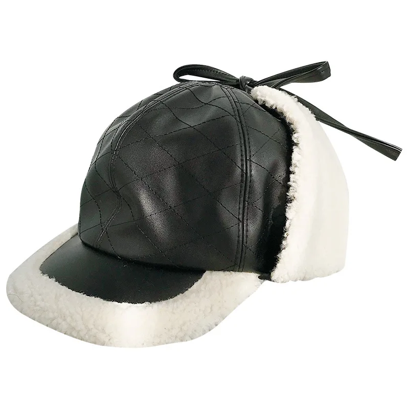 USPOP зимние женские шапки из овечьей шерсти кожаные бейсболки с козырьком для