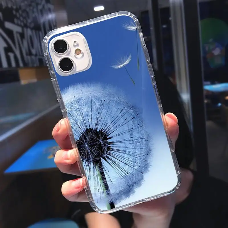 

Dandelion Ink Drawing flower Phone Case Transparent soft For iphone 5 5s 5c se 6 6s 7 8 11 12 plus mini x xs xr pro max