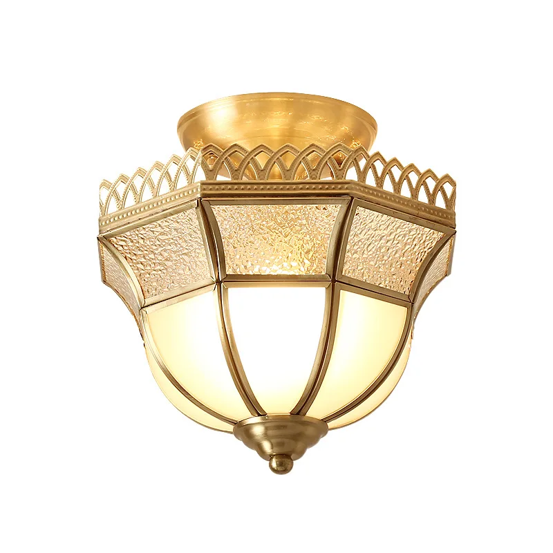 

American Copper Gold Ceiling Lamp Aisle Porch Circular Simple European Creative Corridor Anode Light Fixtures LED Bulb