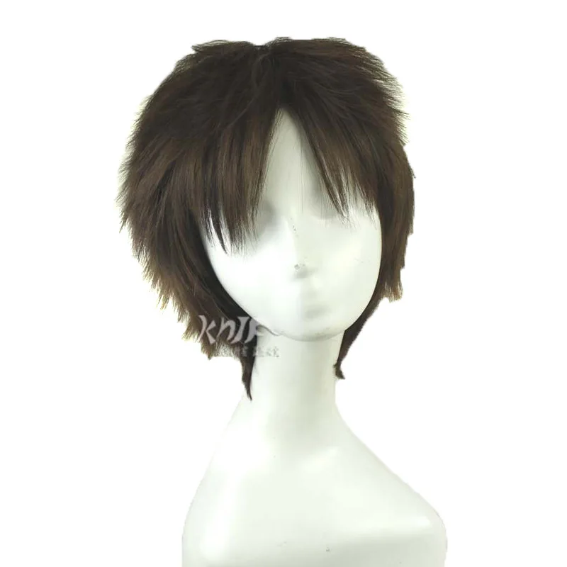 Высокое качество шляпы парики аниме Cos парик флип Eren Jaeger коричневый косплей