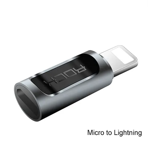 Micro to Lightning ROCK Micro USB адаптер USB-C 3,1 OTG конвертер тип-c переключатель для Android смартфон зарядное устройство разъем для передачи данных - Цвет: Micro to Lightning