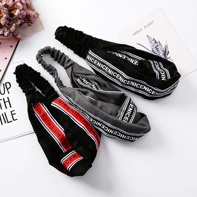 Креативные милые повязки для волос с буквенным принтом замшевые на голову