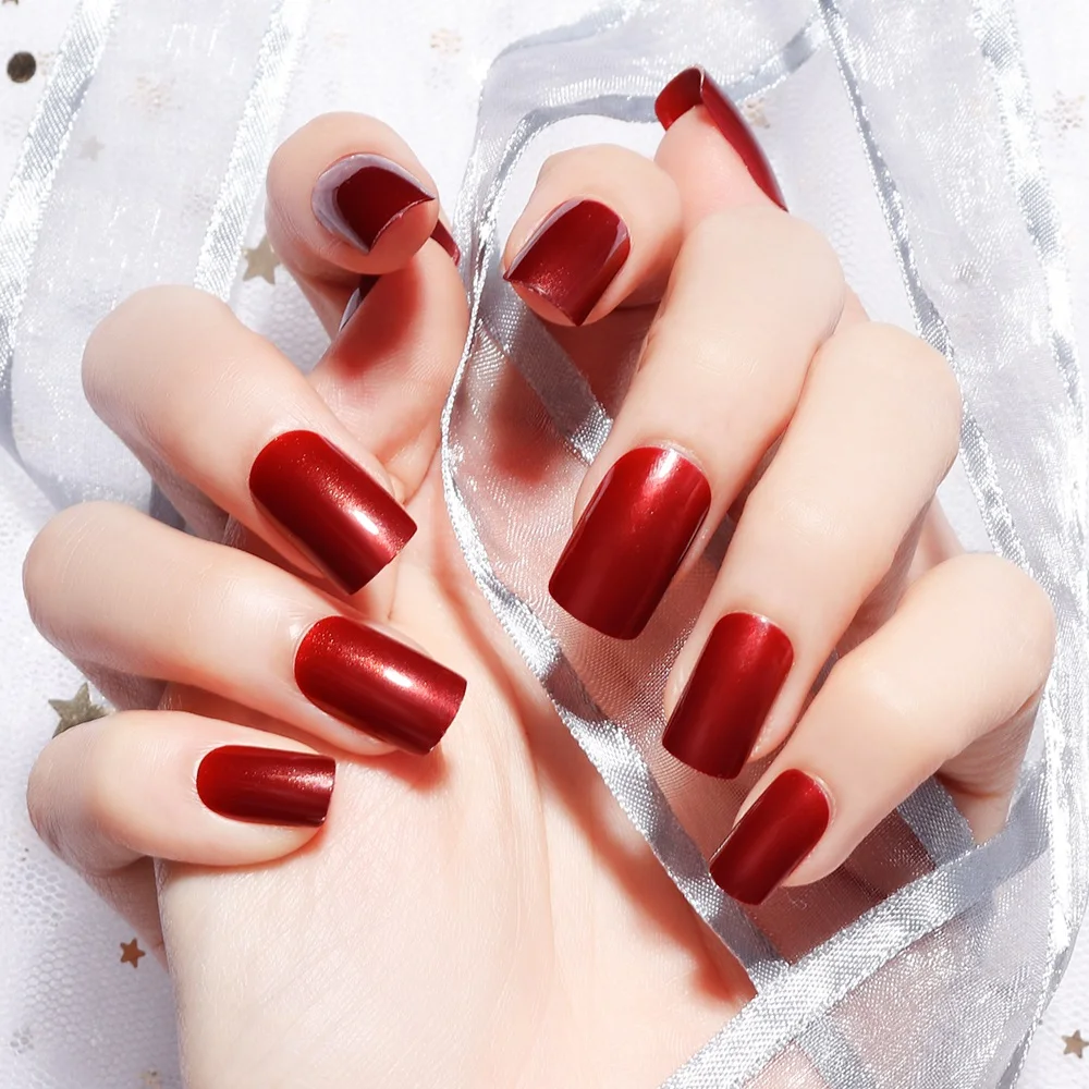 

Накладные ногти Европейского типа, красные искусственные ногти, накладные ногти с клеем, полное покрытие, советы по наращиванию ногтей