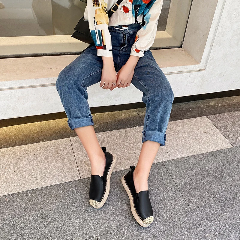 

MKKHOU модные повседневные женские туфли в рыбацком стиле новинка весны 2021 натуральная кожа удобные женские туфли на плоской подошве лоферы