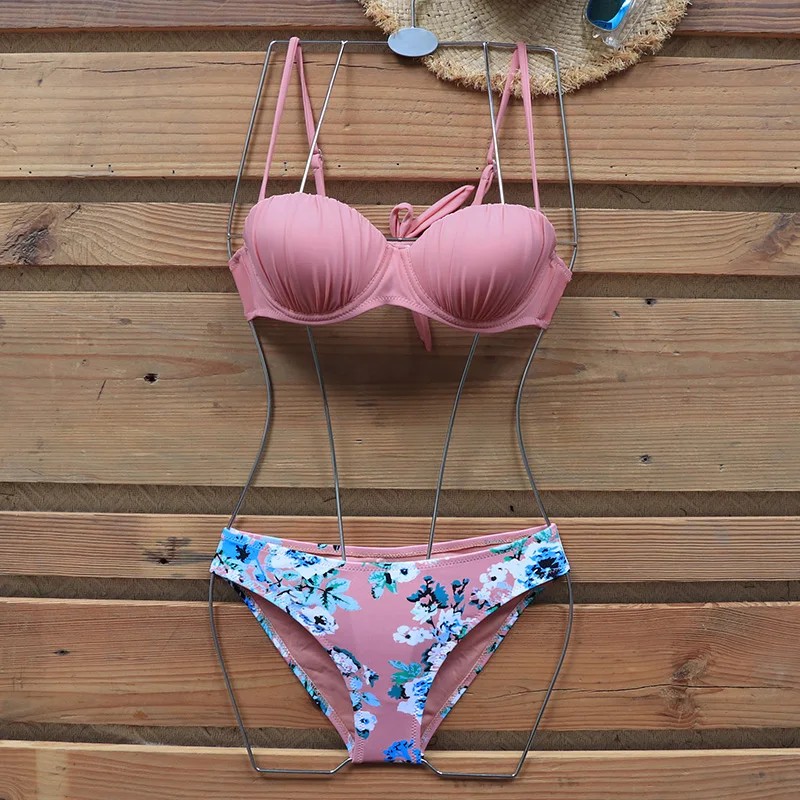 Сексуальное бикини с эффектом пуш ап 2021 купальник цветочным принтом женское