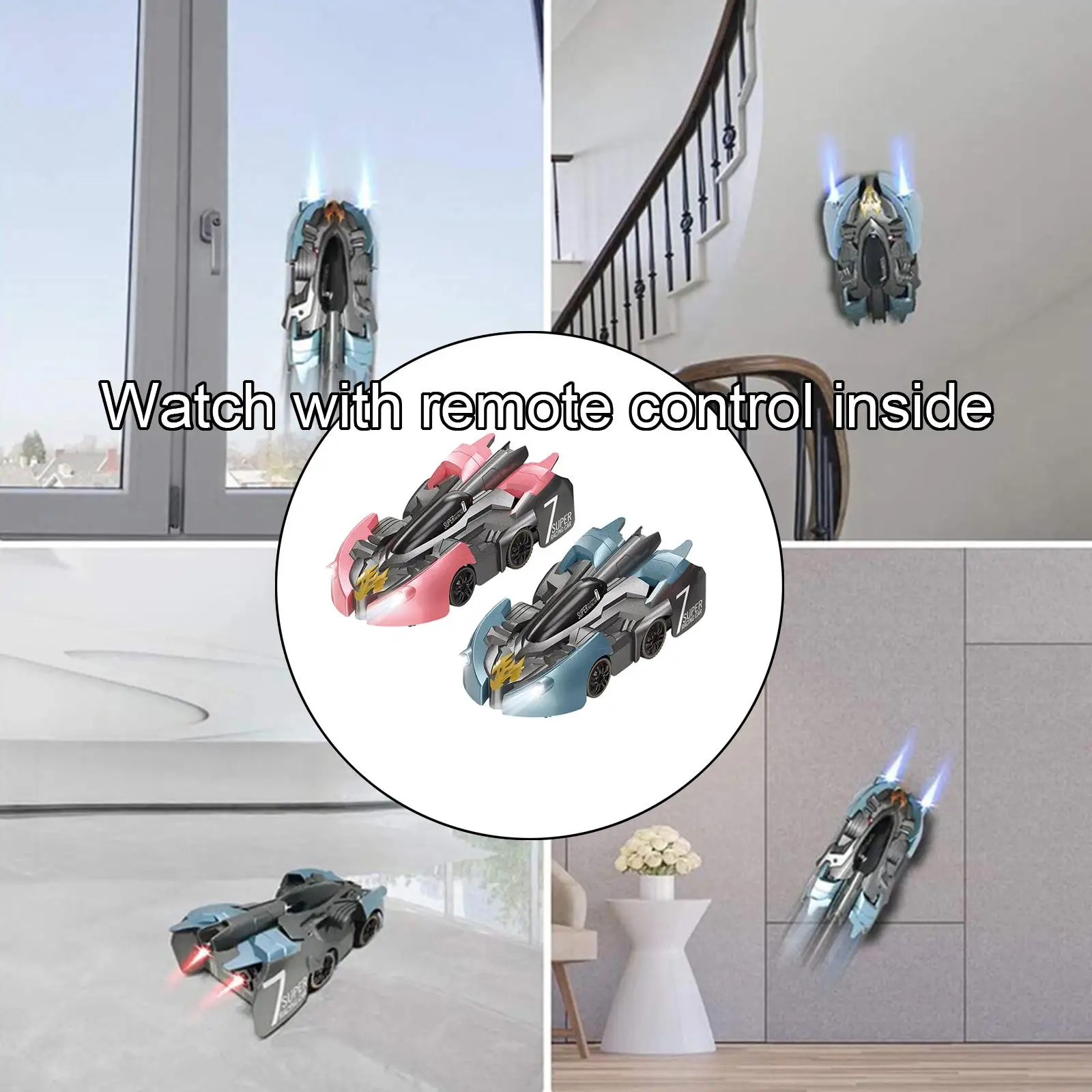 

Wall Climbing Cars 2.4G Stunt Cars Watch Remote Control with LED Light RC Car Toy for Games Smooth Walls Ceiling Boys Children
