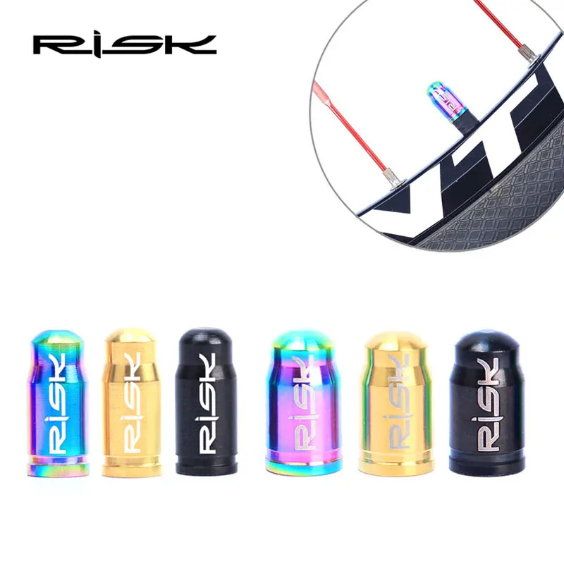Risk 2pcs Titanium Bicycle Valve Caps MTB Road Bike Tire Wheel Presta/Schrader Protector Dust Cover Accessories | Спорт и