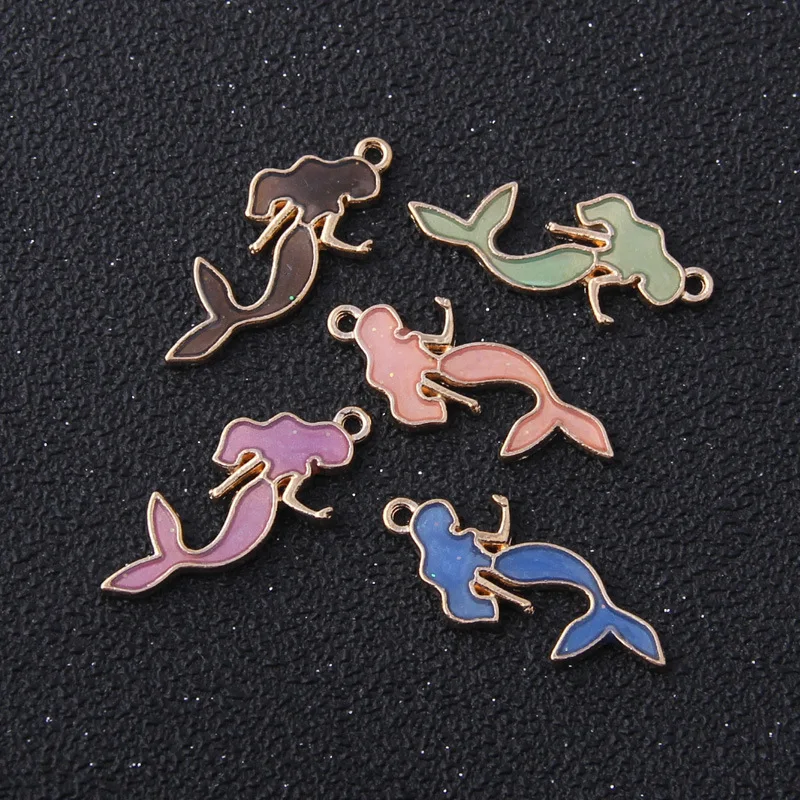 

100pcs 30x12mm Enamel Mermaid Charms Animal Fish Pendant for Jewelry Making Bracelet Necklace Earring DIY Accessories Handmade
