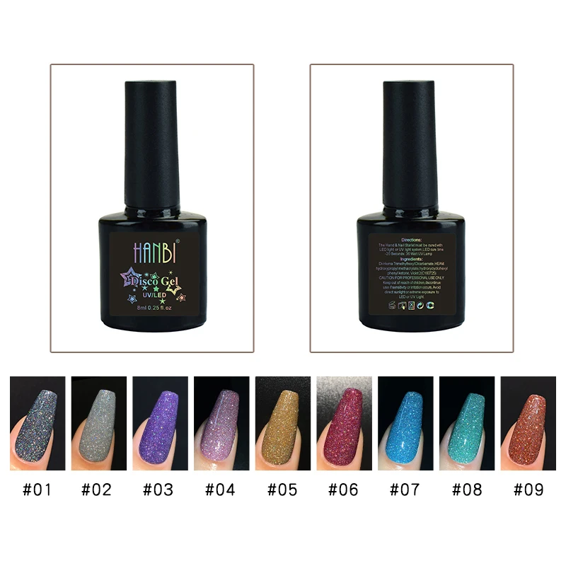 

8ml Reflective Glitter Gel Nail Polish Explosion Diamond Glue Nail Art Crystal Diamond Bundi Powder Gel Manicure Decorative Gel