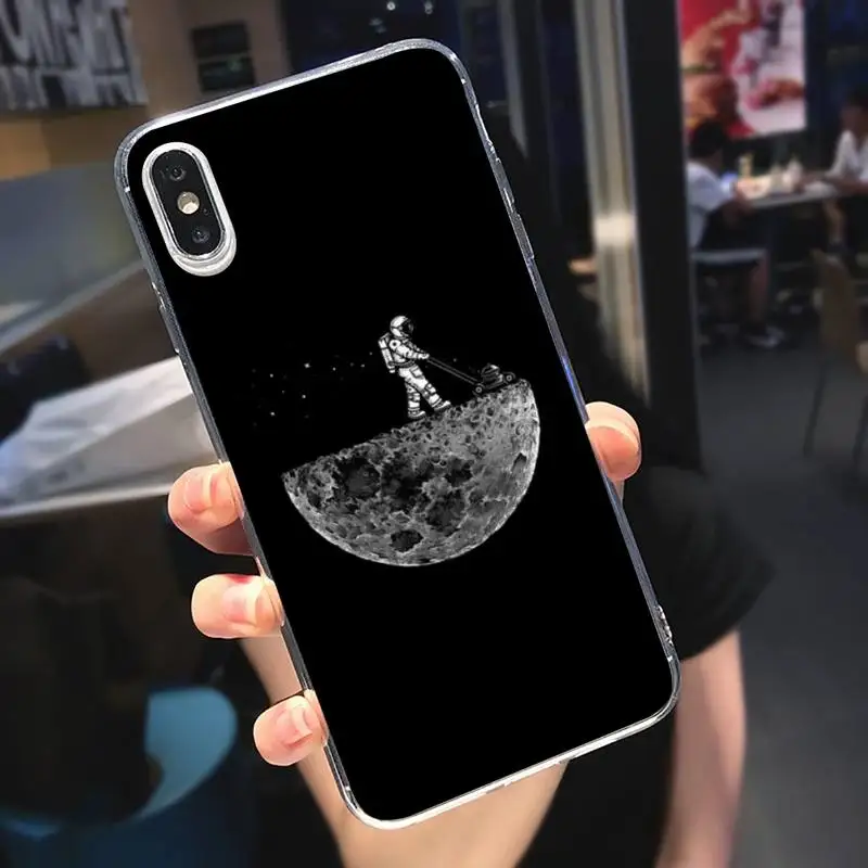 

Cartoon cute Astronaut space universe Phone Case Transparent soft For iphone 5 5s 5c se 6 6s 7 8 11 12 plus mini x xs xr pro max