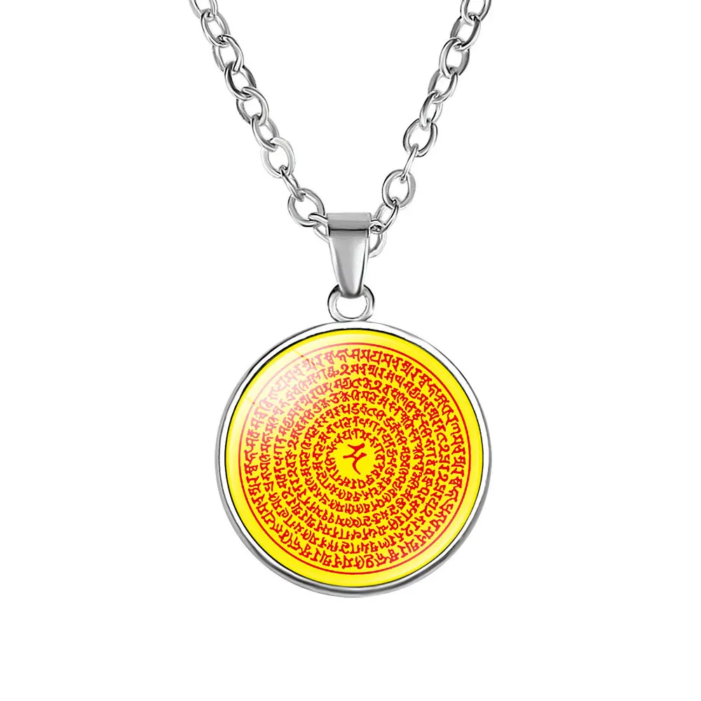 

Fashion Buddhist Sri Yantra Pendant Necklace Sacred Geometry Sri Yantra Jewelry Prayer Gifts Religious Favors 12pcs/lot
