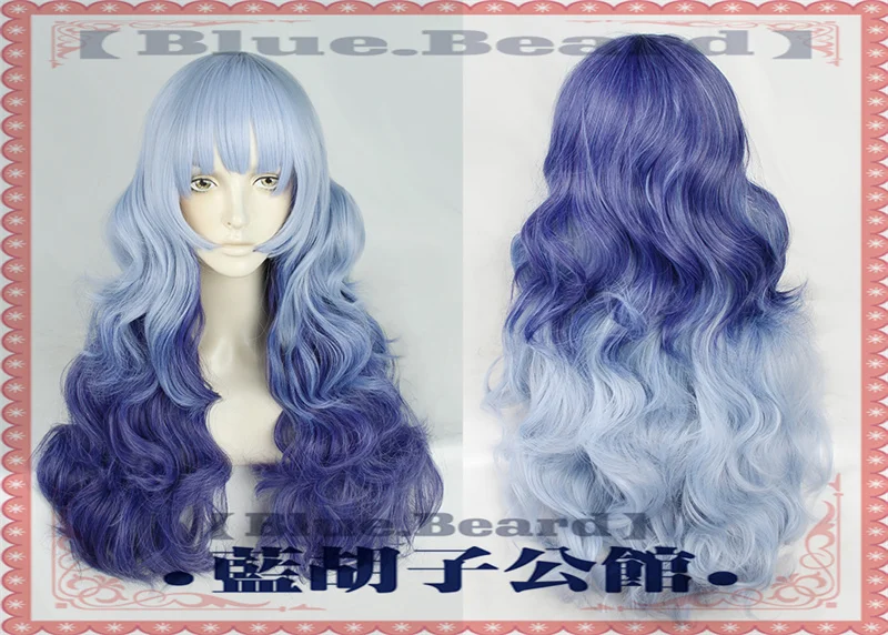 

Anime Aikatsu Friends Shirayuri Sakuya Kaguya Cosplay Long Blue Gradient Curly Heat Resistant Synthetic Hair Halloween + Wig Cap