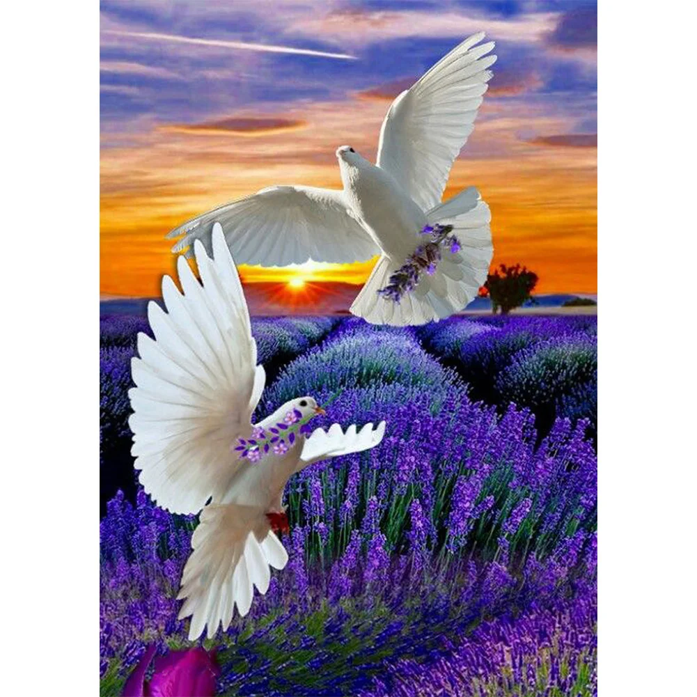 

5D Diy Diamond Painting White Pigeon Peace World Rhinestone Square/round Diamond Embroidery Mosaic Bead Home Decoration Gift